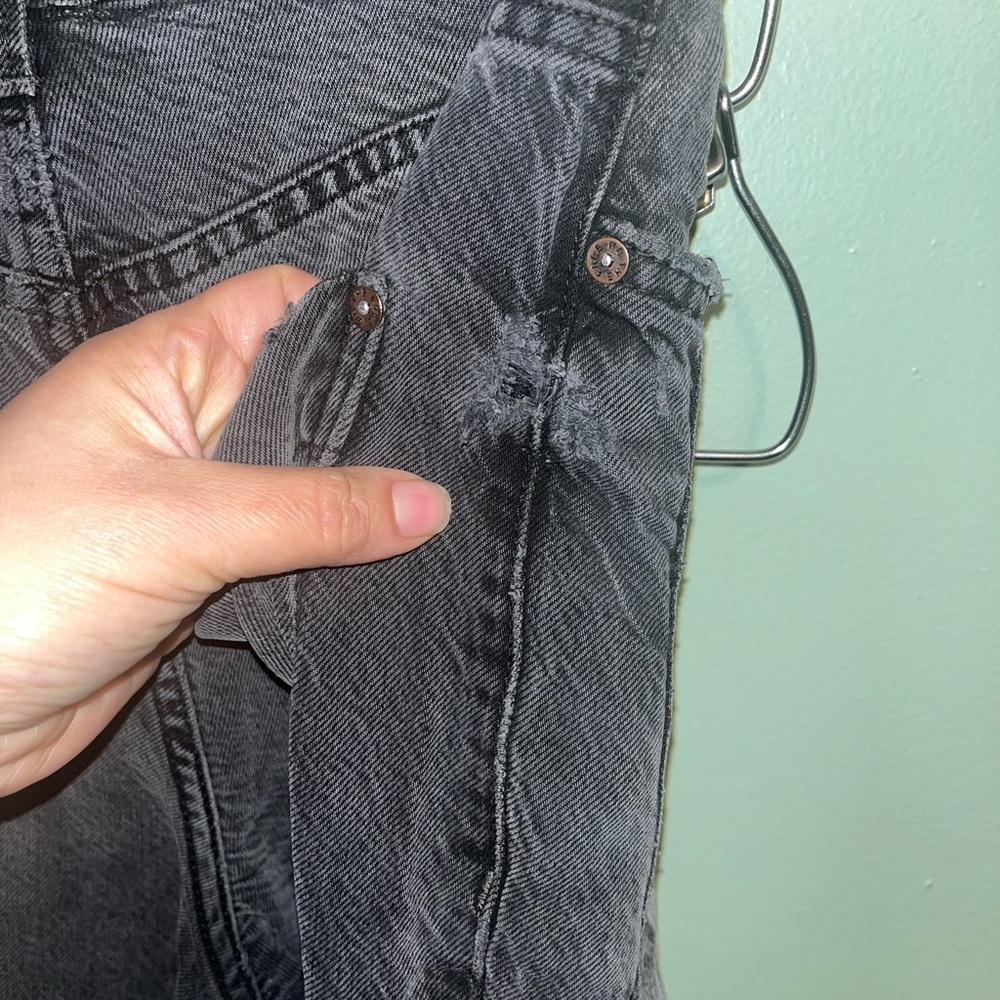 Free People Old West Slouchy Wide Leg Jeans 25 Gray Distressed - Picture 5 of 11